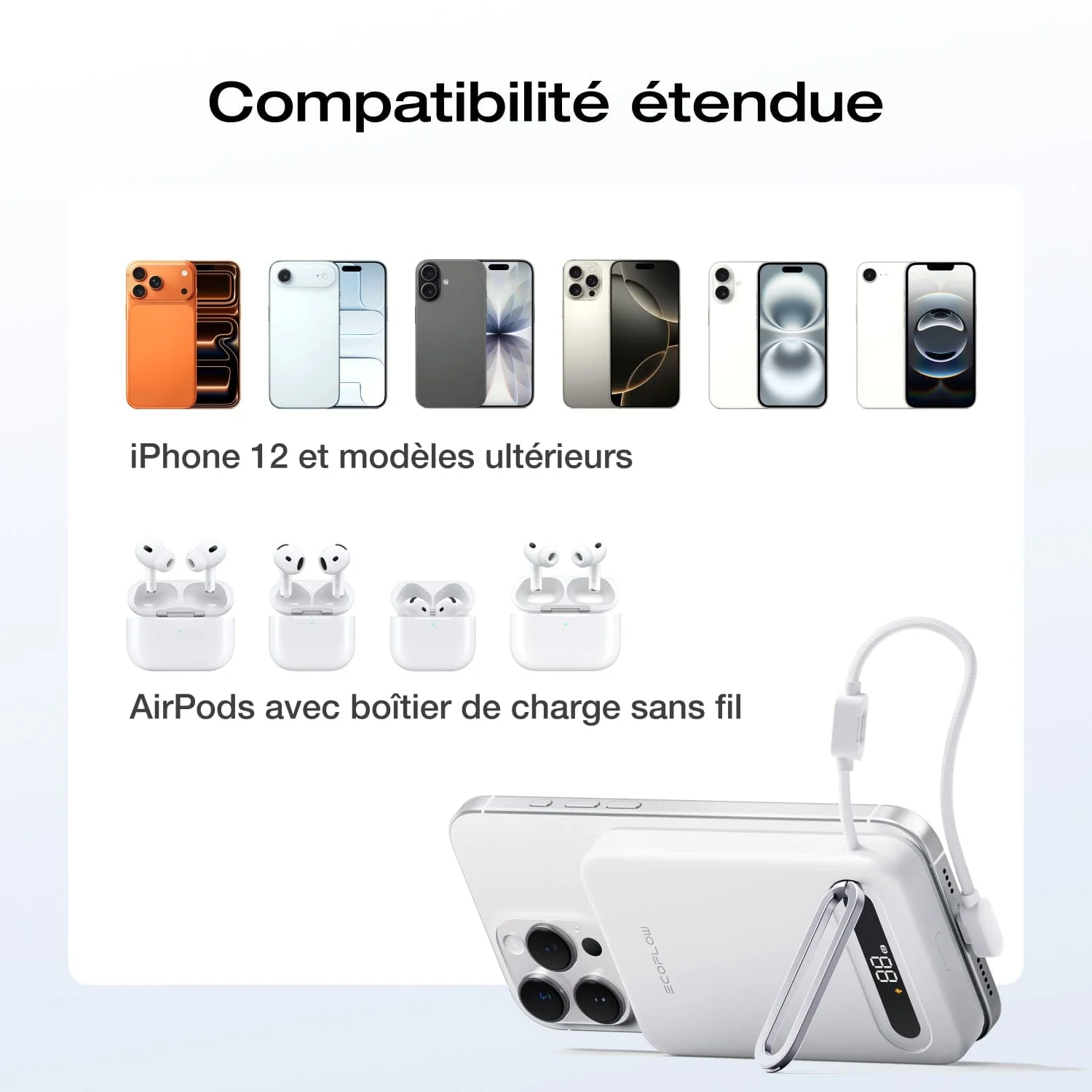 Batterie externe EcoFlow RAPID Mag Qi2.2 (10 000 mAh, 25 W, câble USB-C intégré) - Image 11