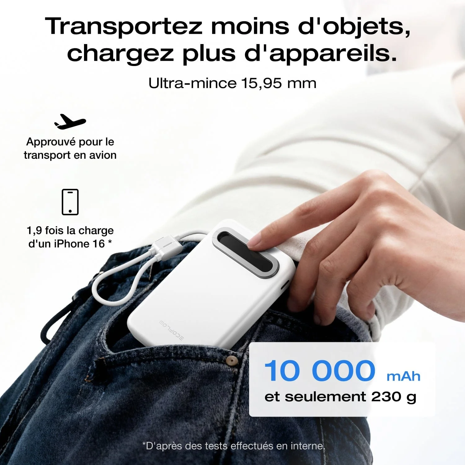 Batterie externe EcoFlow RAPID Mag Qi2.2 (10 000 mAh, 25 W, câble USB-C intégré) - Image 8