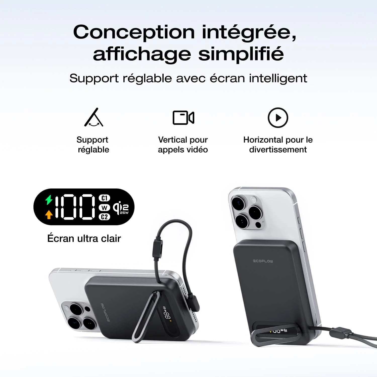 Batterie externe EcoFlow RAPID Mag Qi2.2 (10 000 mAh, 25 W, câble USB-C intégré) - Image 9