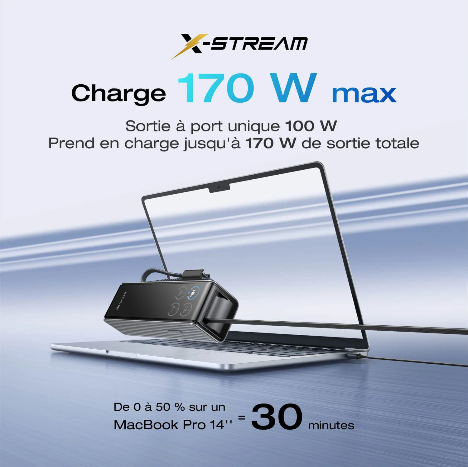 Batterie externe EcoFlow RAPID (25 000 mAh, 170 W, 100 W, câbles rétractables intégrés) - Image 6