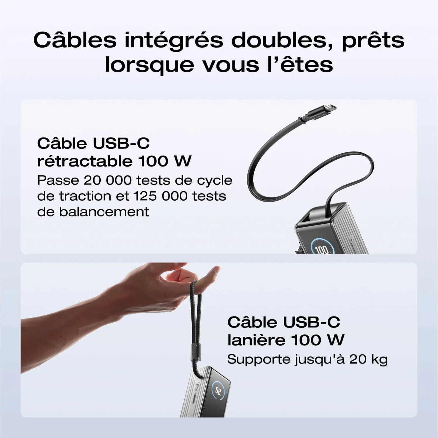 Batterie externe EcoFlow RAPID (25 000 mAh, 170 W, 100 W, câbles rétractables intégrés) - Image 7