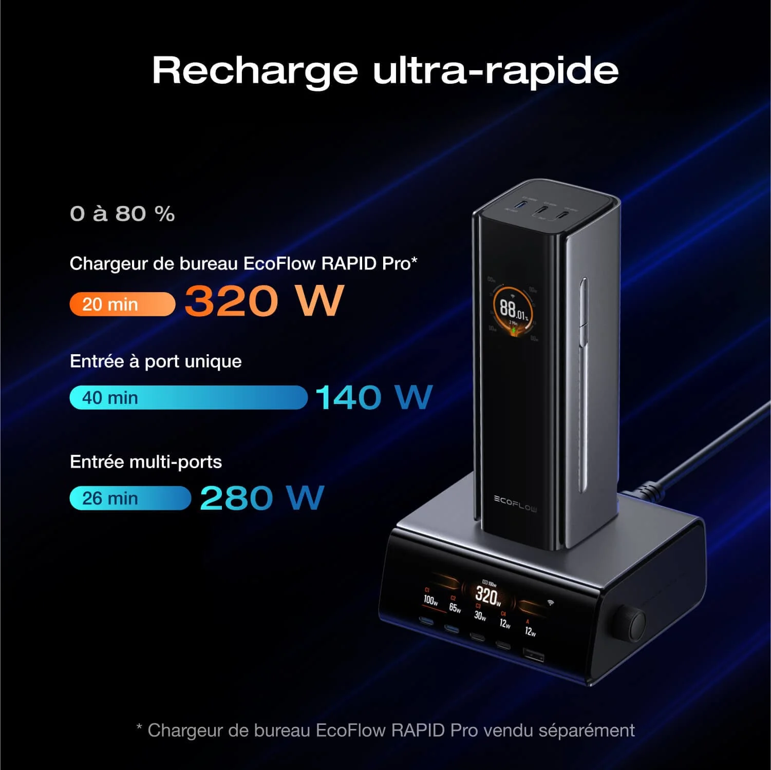 Batterie externe EcoFlow RAPID Pro (27 650 mAh, 300 W, câble intégré 140 W) - Image 5